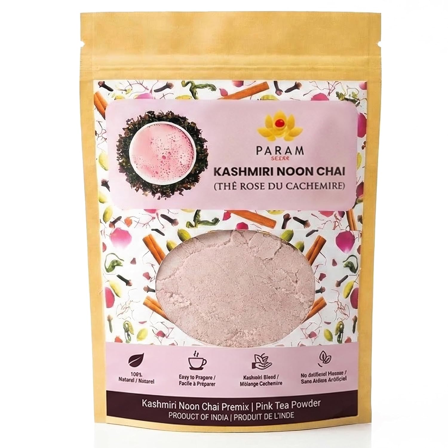 Param Kesar Organic Kashmiri Noon Chai Pink Tea, 11 Spice Premix - 7.05 oz