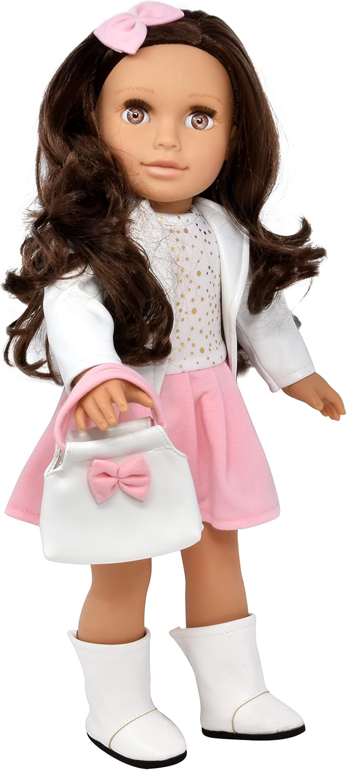 Gift Boutique 18 Inch Girl Doll, Fashion Doll with Fine Brown Hair for Styling Clothes Shoes and Accessories Princess Doll for Girls and Kids