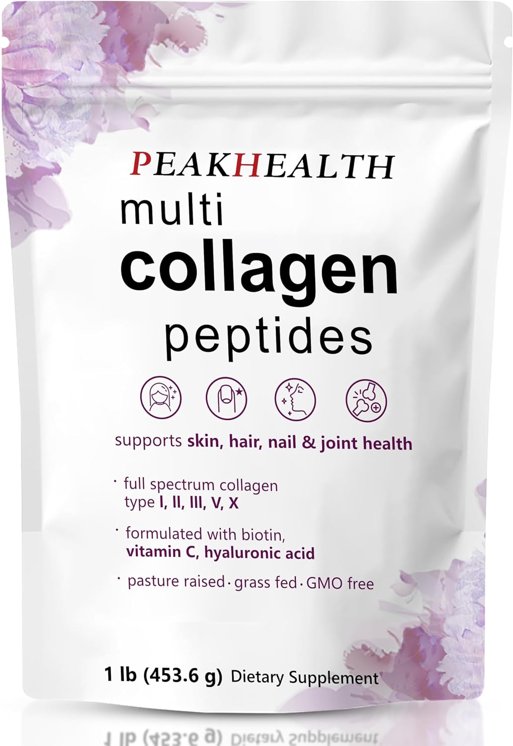 Multi Collagen Protein Powder, 1 Pounds collagen powder- Type I,II,III,V,X with Biotin 10000mcg, Hyaluronic acid powder, Vitamin C - Unflavored Collagen Peptides - Keto & Paleo Friendly, Easy Dissolve