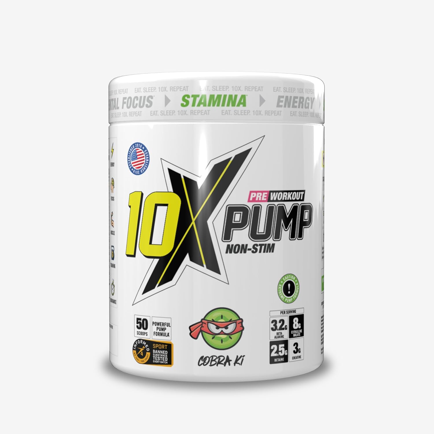 Non Stim Pre Workout No Caffeine Beta Alanine Creatine sugar Free Vegan Low Calorie Various Flavours 600g 25/50 Servings (Cobra Ki)