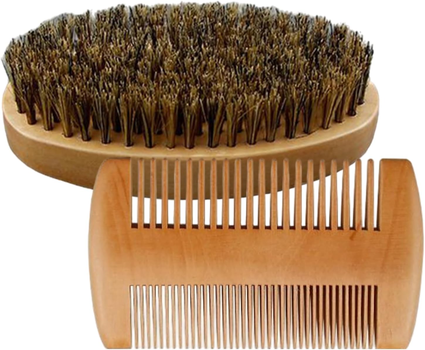 Beard Comb and Brush for Men | Mustache Beard Grooming Kit for Men Combing | Ergonomic Barber Styling Shaving Grooming Care Products for Removing Debris Massages Face
