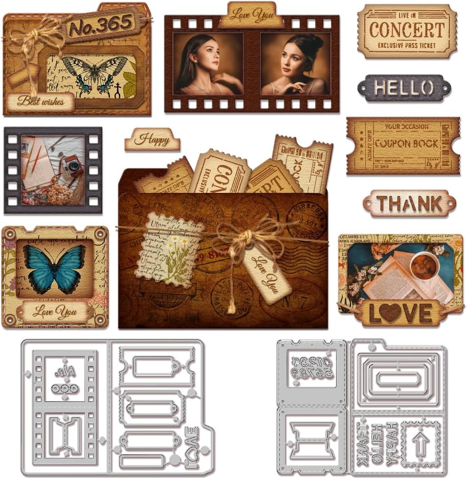 GLOBLELAND Folder Slide Stamp Film Cutting Dies for Card Making Picture Folder Cut Die for DIY Scrapbooking Journal Embossing Paper Craft Decor