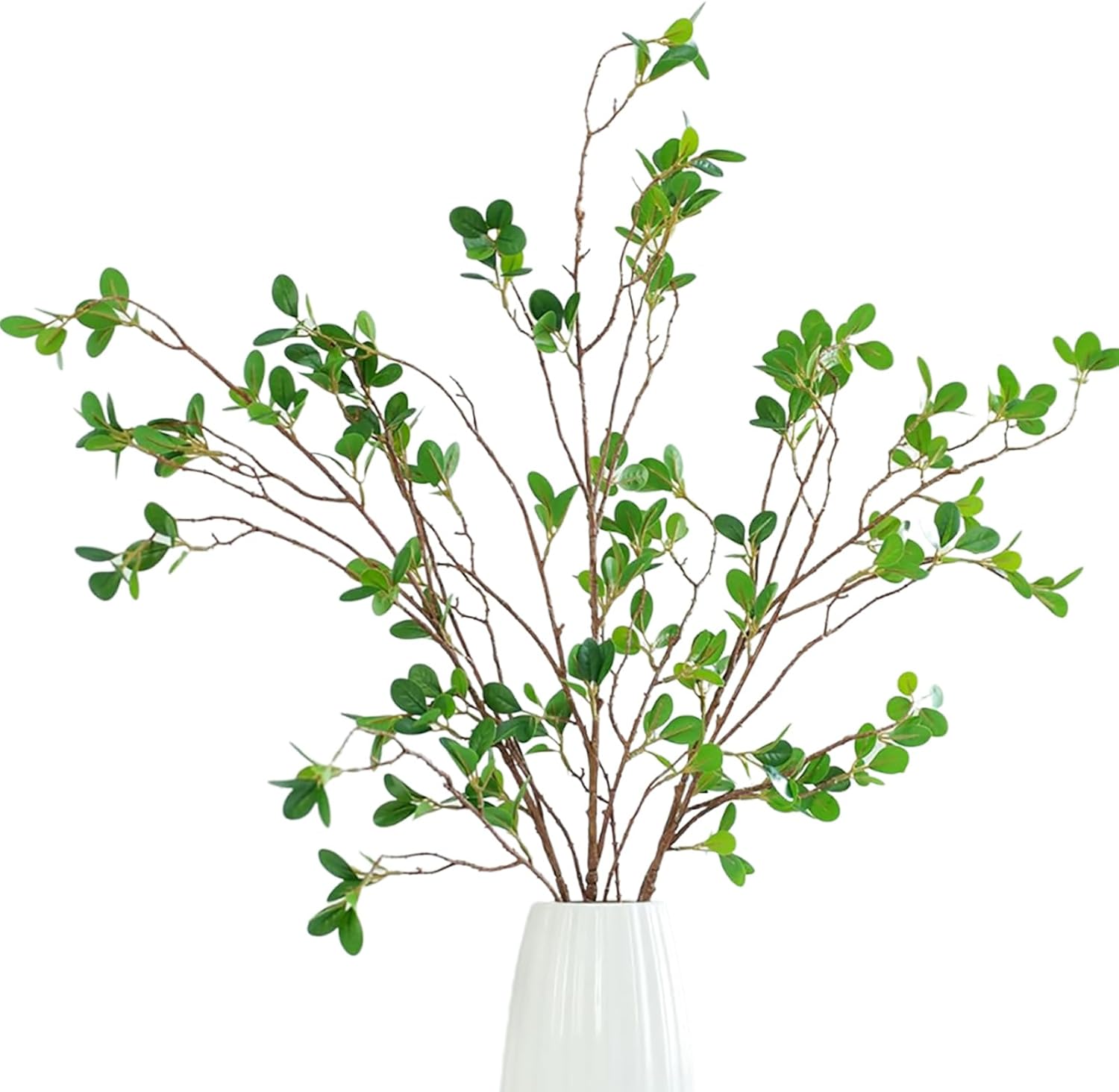 3PCS Artificial Ficus Branches, 43.3inch Artificial Greenery Stems Faux Ficus Twig Plants Fake Leaf Spray Green Branches for Tall Vase Home Garden Wedding Office Decor