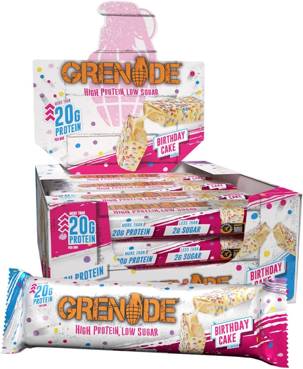 Grenade High Protein, Low Sugar Bar - Birthday Cake, 12 x 60 g