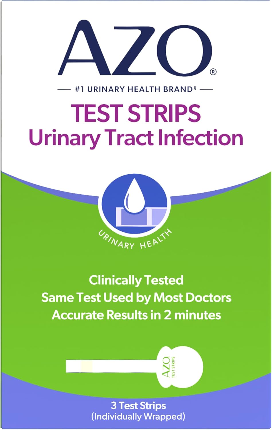 AZO Urinary Tract Infection (UTI) Test Strips, Results in 2 Mins, 3 Count