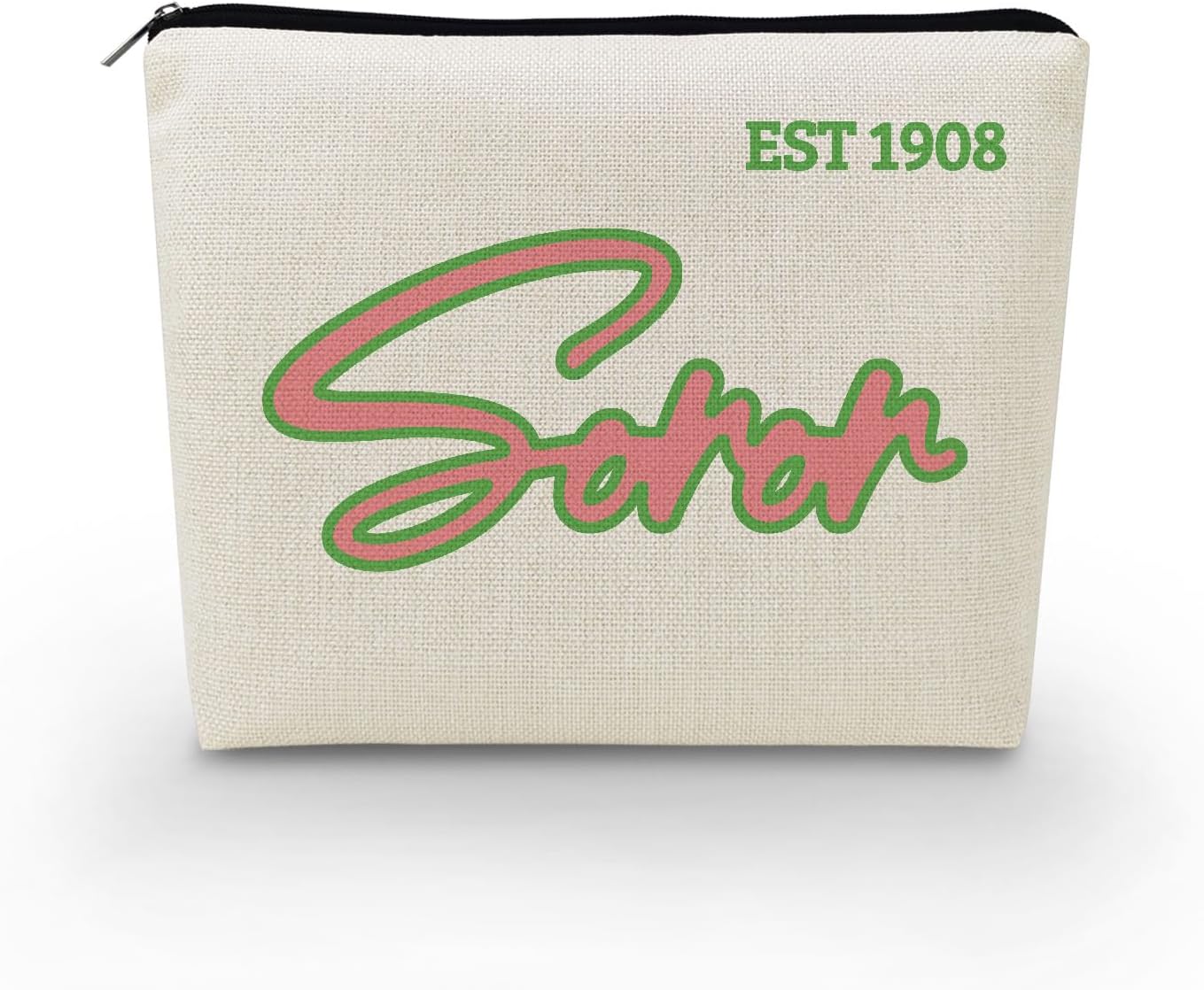 Sorority 1908 Presents Sisterhood Present Soror EST 1908 Canvas Makeup Bag Travel Toiletry Zipper Pouch Greek Sorority Present Sorority Paraphernalia Presents