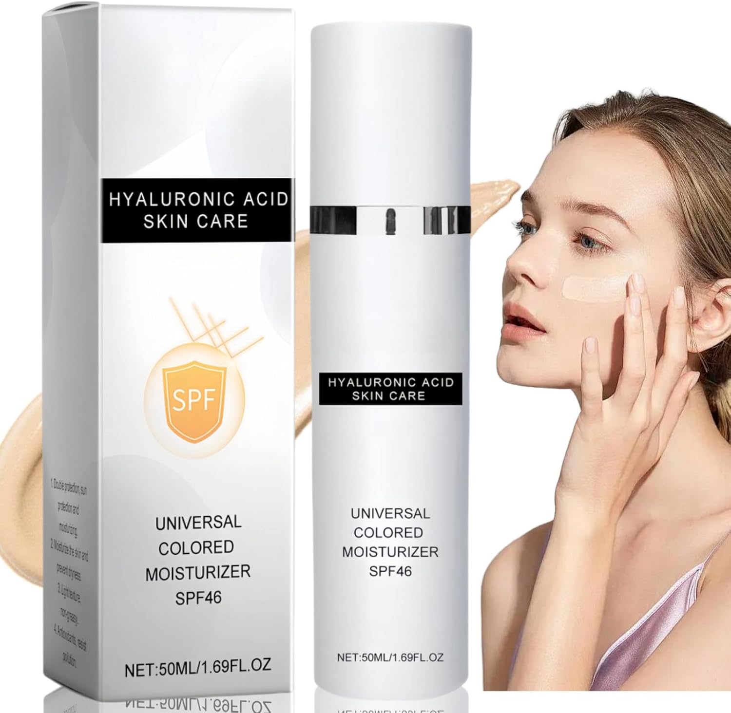 50ml Tinted Moisturizer Anti-Aging,All-in-One Face Sunscreen and Foundation,Anti Aging Foundation,Tinted Moisturiser Face Women,Univ/ersal Colored Moisturizer With SPF 46,Tinted Sunscreen for Face