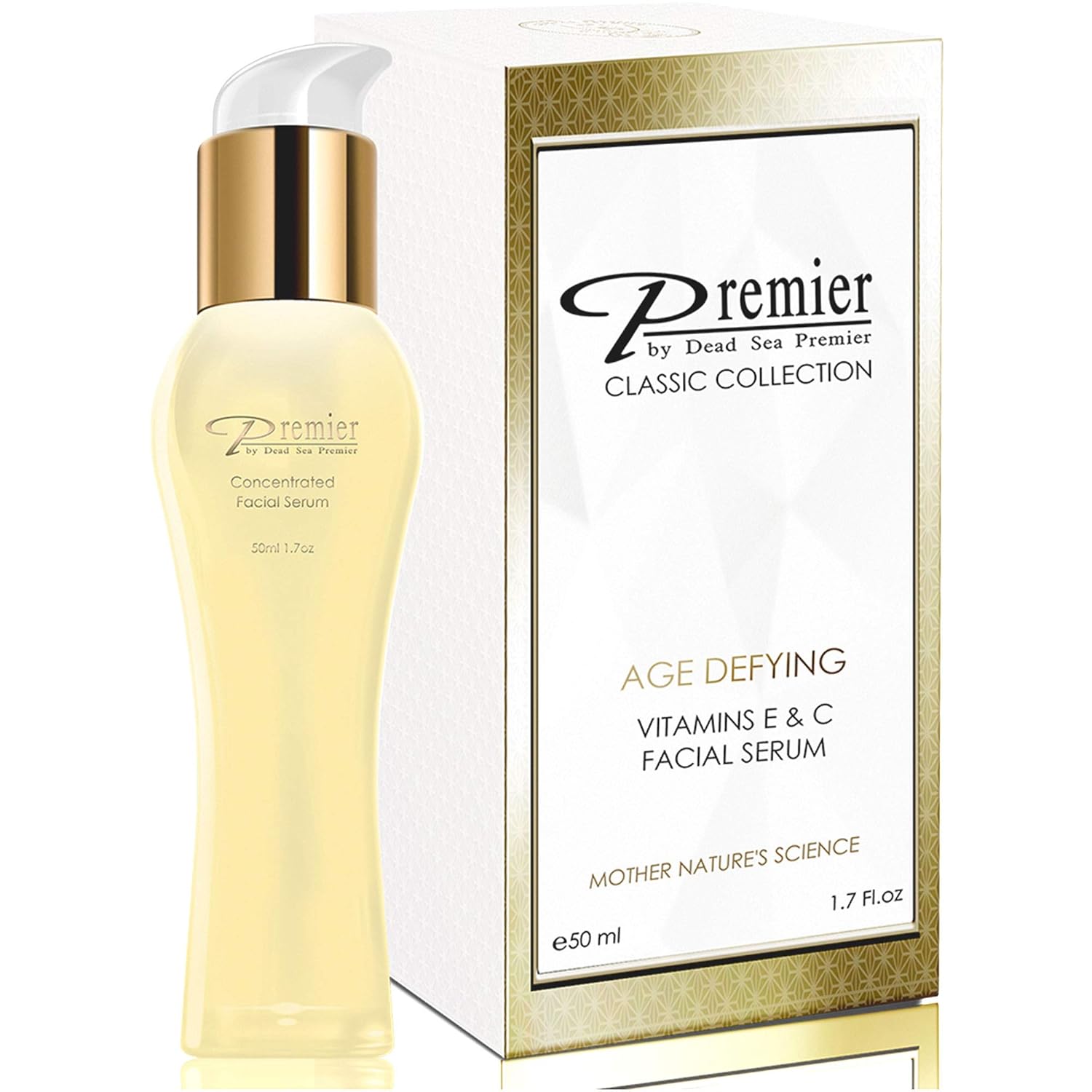Premier Dead Sea Vitamin C Serum for Face with Vitamin E Oil, Retinol, Hydrating Face Serum for Women, Anti-Aging Skincare Dark Spot Brightening with Dead Sea Minerals, Classic Collection 1.7 Fl Oz