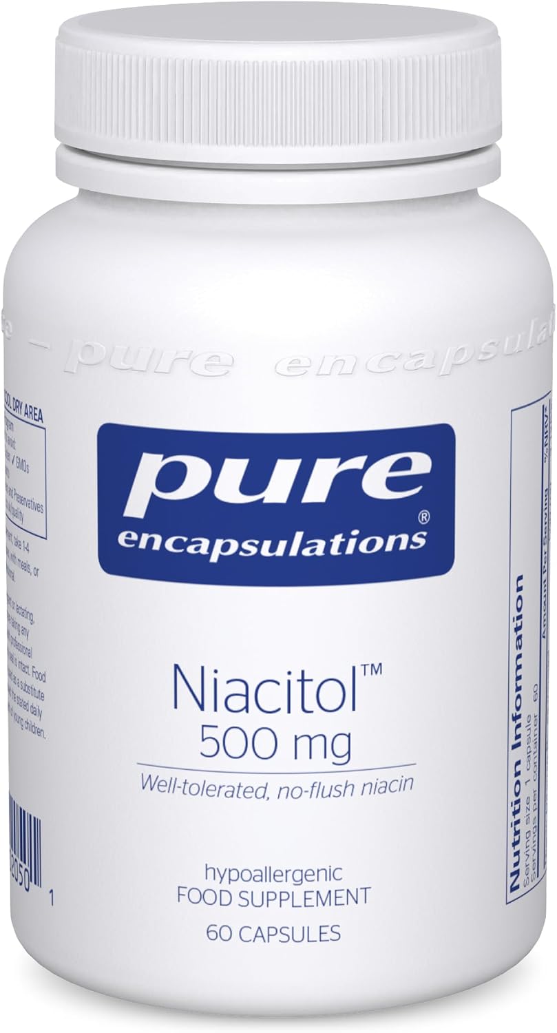 Pure Encapsulations Niacitol (Vitamin B3) 500mg - Niacin Supplement for Metabolism Support, Tiredness and Fatigue - 60 Vegetarian Capsules