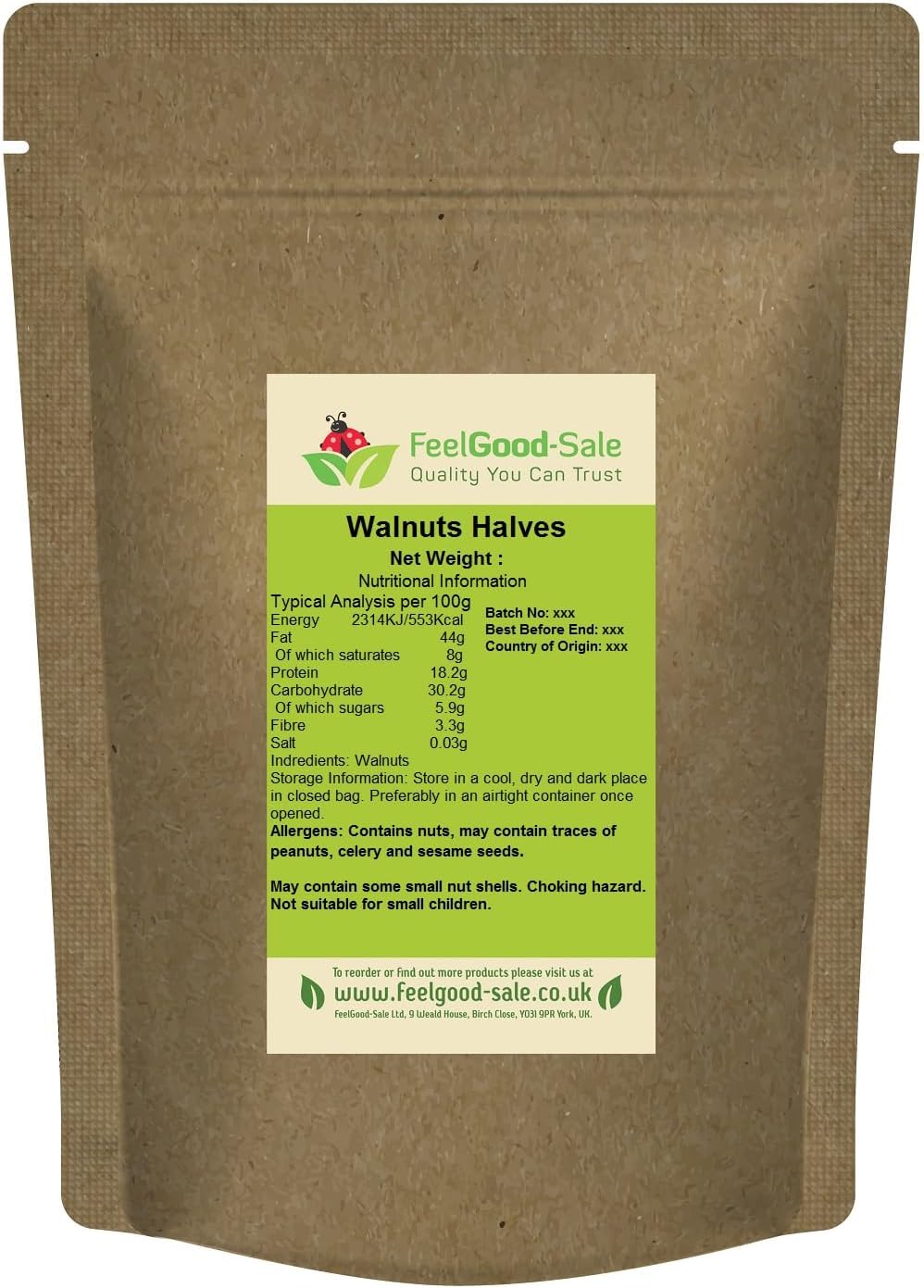 1kg Fresh Raw Light Premium Walnuts Halves