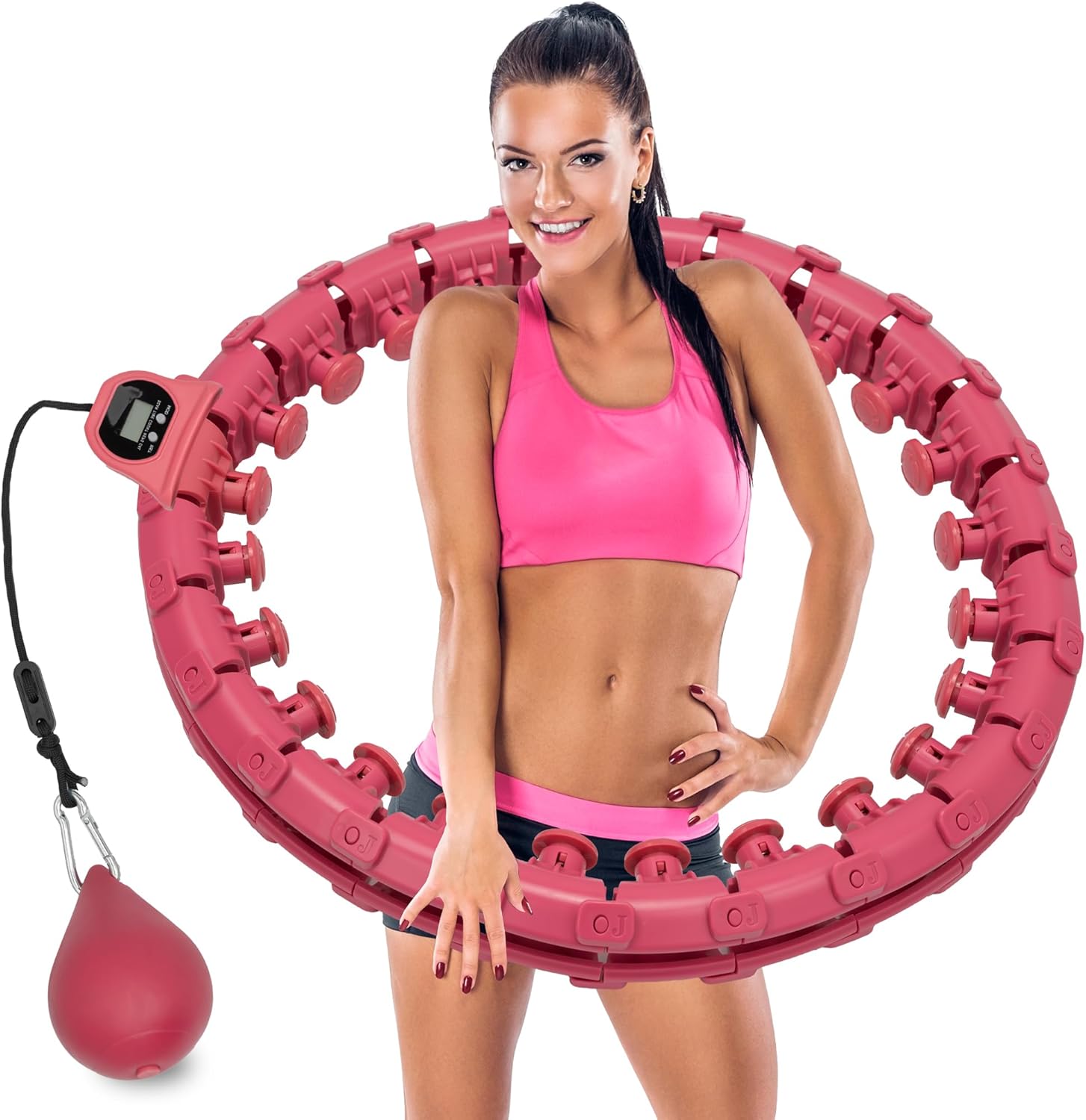 Weighted Hula Hoop, 24 Detachable Knots,Lightweight Adjustable Hula Ring Hoops for Adults and Children Fitness Exercise and Fun.