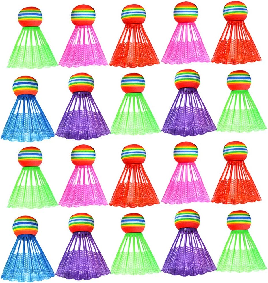 20PCS Badminton Shuttlecocks,Colorful Badminton Balls Plastic Birdies Balls for Indoor Outdoor Exercise Training Sports Activities Fitness (Random Color