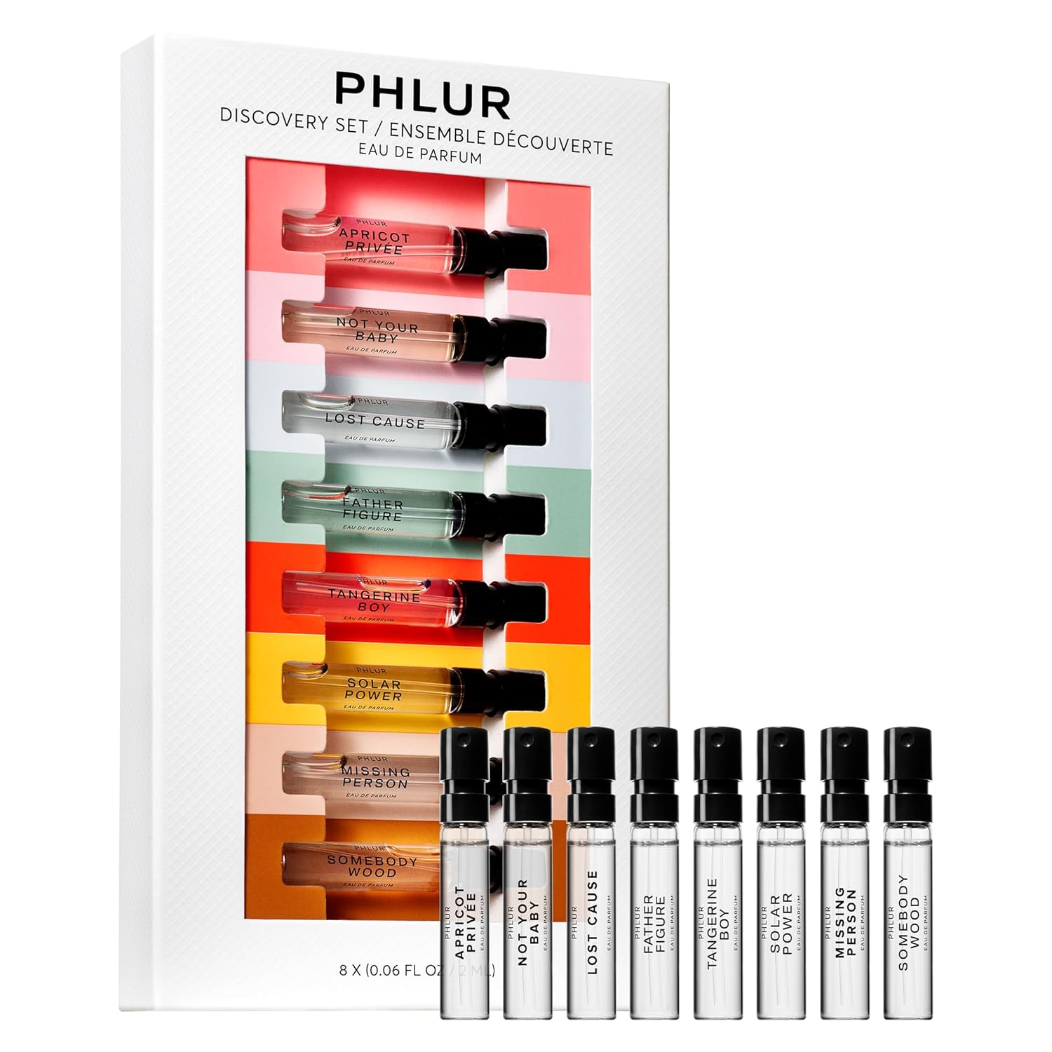 PHLUR Fragrance Discovery Set (2024) - 8pc Perfume Sample Set ft. Missing Person & Father Figure - 2mL Mini Perfume Fine Fragrance Samples (8 x 2mL)