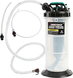 OEMTOOLS 24937 6-Liter Pneumatic/ Manual Fluid Pump Extractor, 5ft Main Suction Hose, Oversized Pumping Handle, Leak Proof, For Automotive Oil Change
