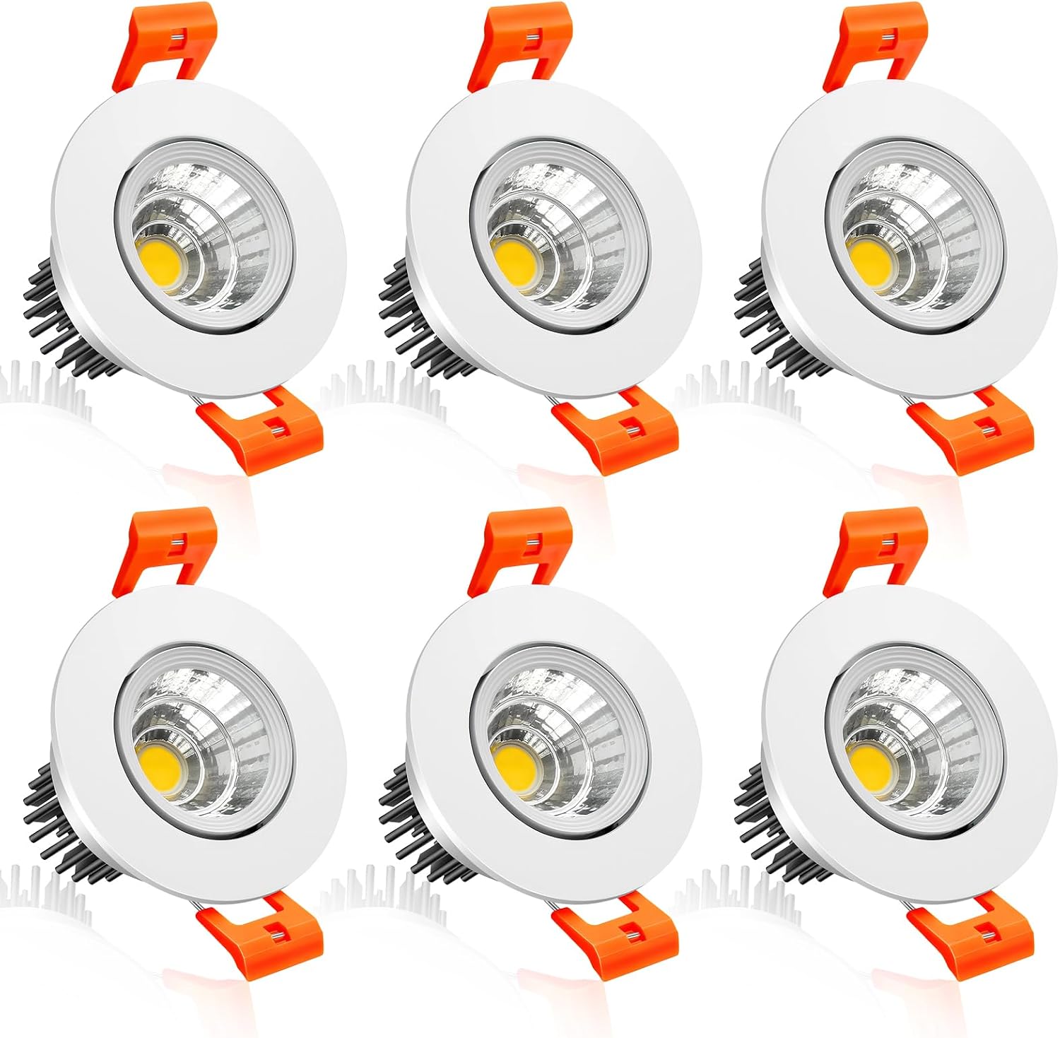 inShareplus 2 Inch LED Downlight, 3W Recessed Lighting COB Dimmable, 5000K Daylight White, CRI 80, Ceiling Lights with LED Driver, 6 Pack