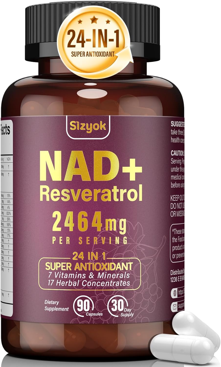 NAD Resveratrol Supplement 2464mg, Liposomal NAD Supplement with Resveratrol for Women and Men, NAD Plus Boosts NAD+ Levels, Energy Anti-Aging