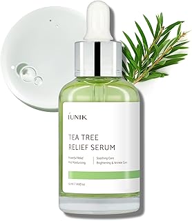IUNIK Tea Tree 67% Relief Vegan Facial Serum - Non-Sticky | Clear & Balanced Skin w/Centella Asiatica 19% for Soothing Calming Irritated & Acne-prone Skin Ampoule Korean Skincare