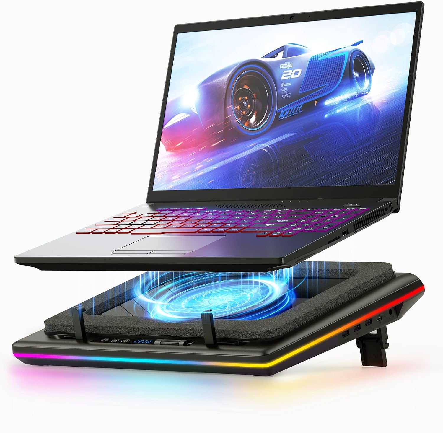 llano V12 RGB Laptop Cooling Pad with Powerful Turbofan Gaming Cooler