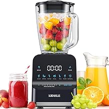 Professional Smoothie Blenders, 1200W Powerful Blender for Shakes and Smoothies, 52oz Glass Jar, Puree, Ice Crush,Touchscreen for 7 Functions & 9 Speeds Plus Pulse, Dark Gray