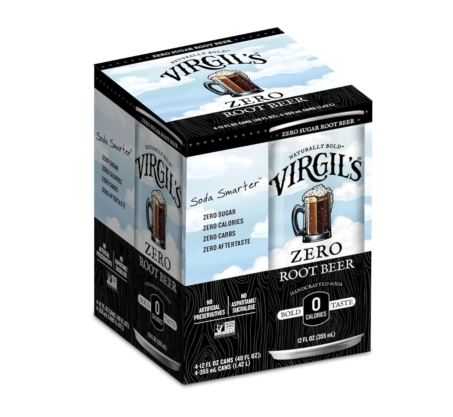Virgil's Zero Sugar Root Beer, 4 Pack, Cans