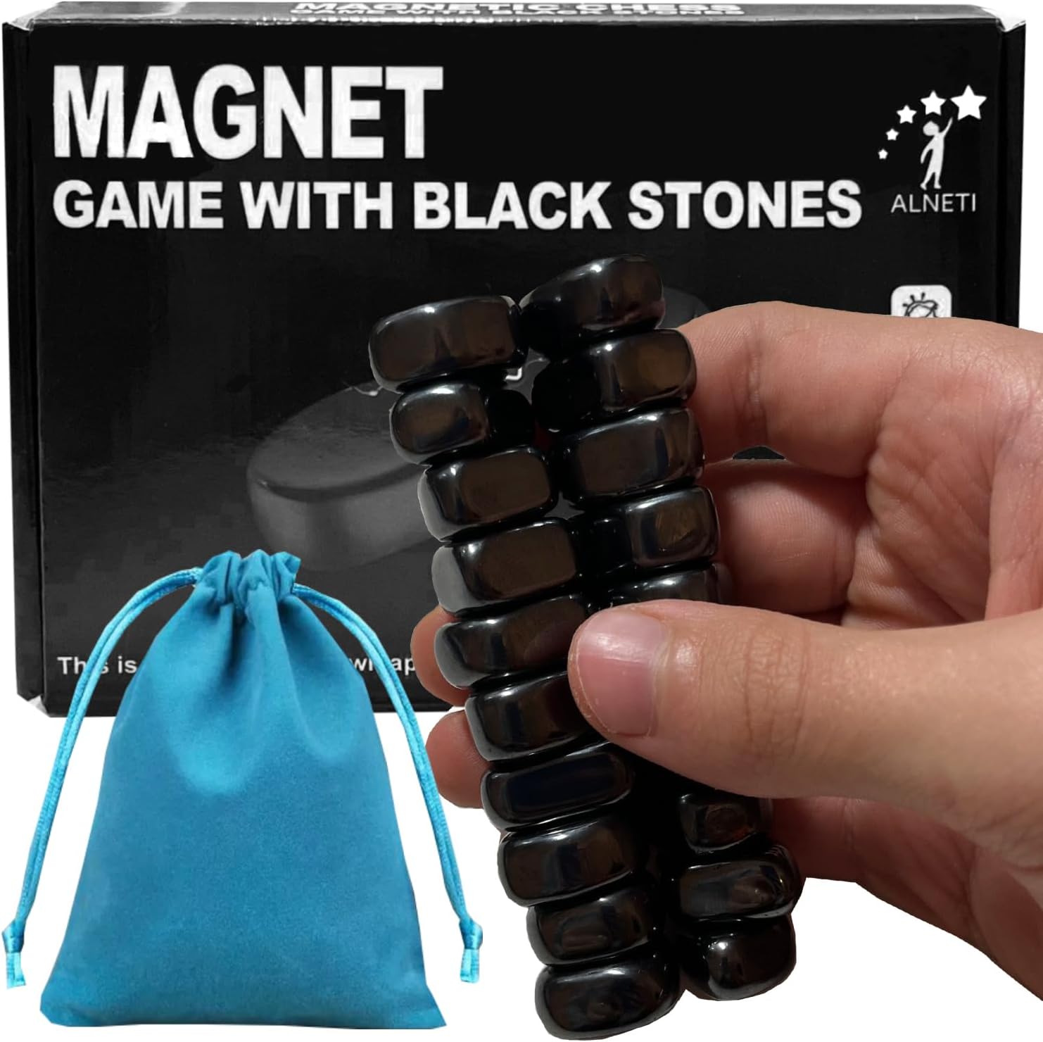 Magnet Game with String Travel Size - Magnetic Chess Set with Stones for Family Night - Fun Portable Two Player Magnet Rocks for Teens - Magnetic Games for Adults and Kids