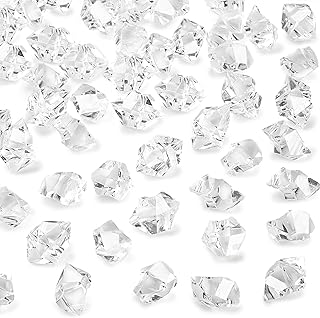 DomeStar Fake Ice Rocks, 150PCS Acrylic Gems Crystals Clear Rocks Plastic Diamonds Vase Centerpiece for Christmas Vase Fillers Winter Decoration Party Table Scatter Wedding Food Display