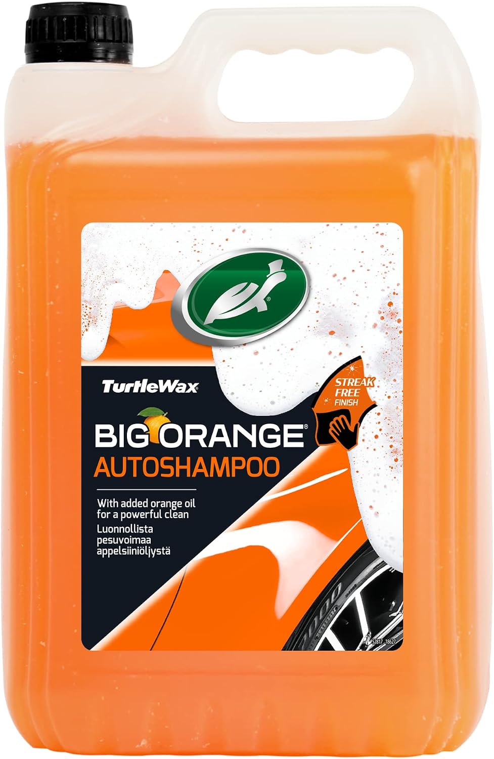 Turtle Wax Big Orange Car Shampoo & Wash 5L - Fast Rinse Formula That Removes Dirt & Road Grime Which Leaves your Car With A Glossy Showroom Shine