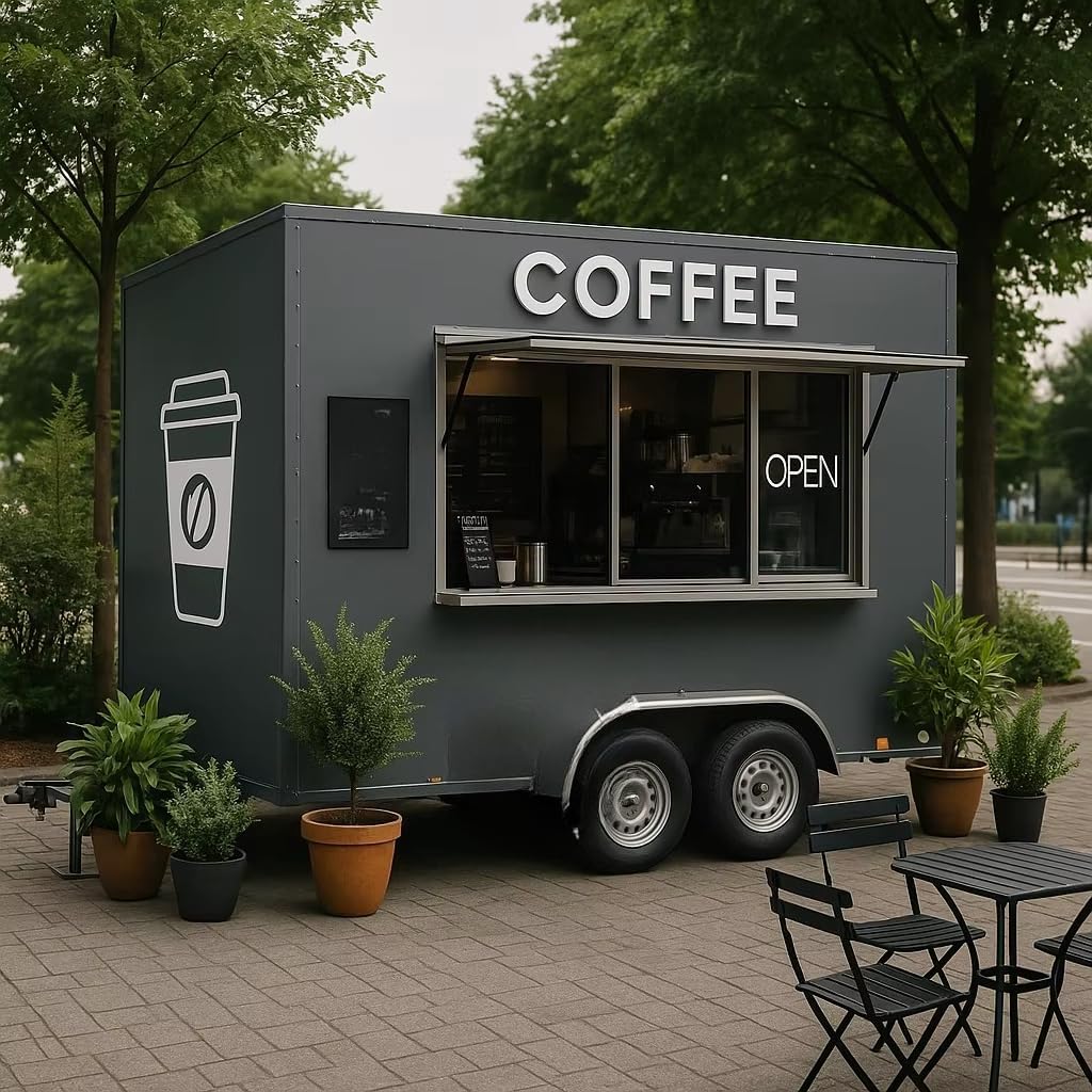 Fully Equipped Mobile Food Truck Trailer with Kitchen and Refrigeration – Concession Trailer for Sale for Coffee, Hot Dog, Ice Cream, and Street Vendor Service at Markets, Parks, and Events