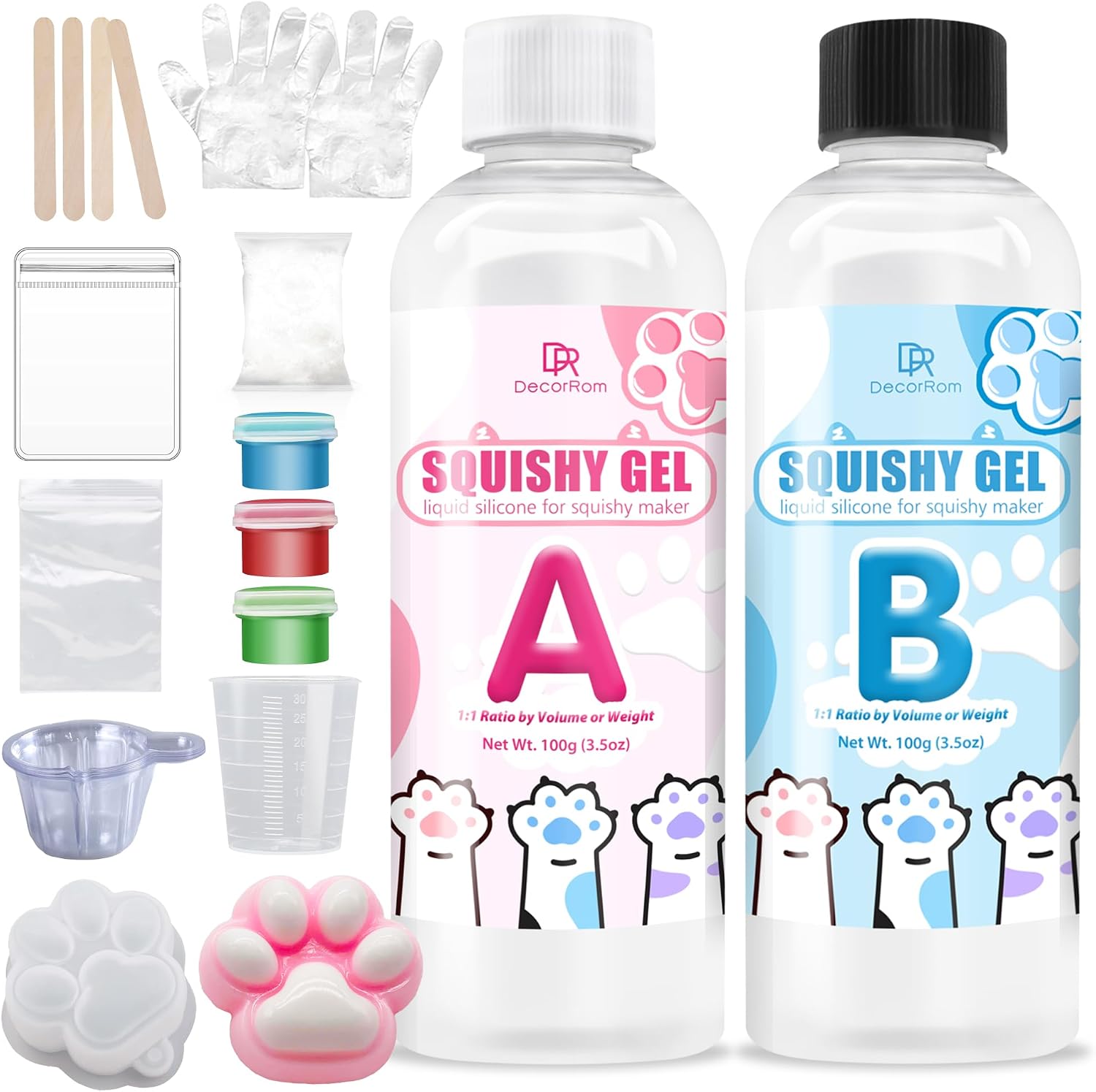 Liquid Silicone for Taba Squishy Kit - 200g Super Soft Silicone Rubber, Fast Cure All-in-One Kit for Cat Paw Casting, Stress Relief Hamster Molding, Decompression Gift, DIY Craft for Enthusiasts