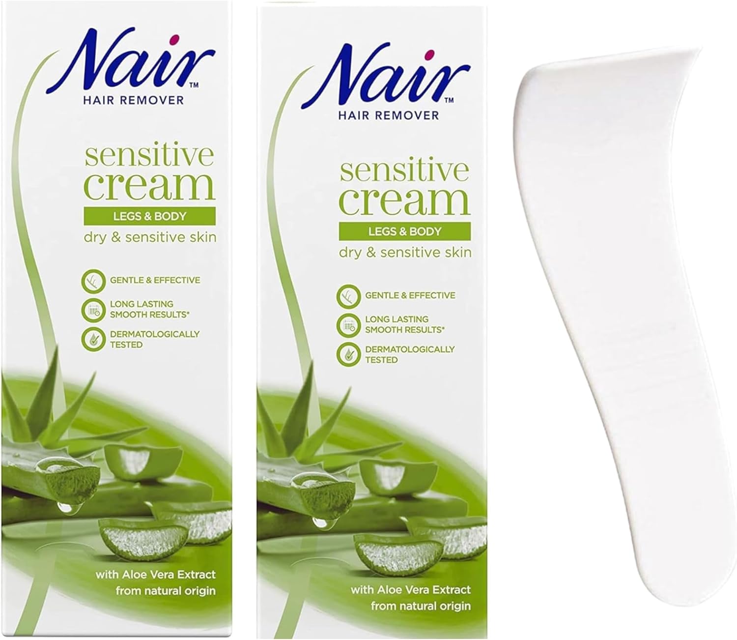 Niar Sensitive Hair Removal Cream Bundle: 2 x 100ml With Portable Scraper for Sensitive Skin - Effective Depilatory for Men & Women