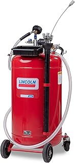 Lincoln 3637 25 Gallon Pneumatic Portable Self-evacuating Fluid Evacuator, Compressed Air-Operated Venturi, Built-in Regulator, Tool Tray, Tank-Mounted Clip, 4 Flexible and 2 Rigid Dipstick Wands