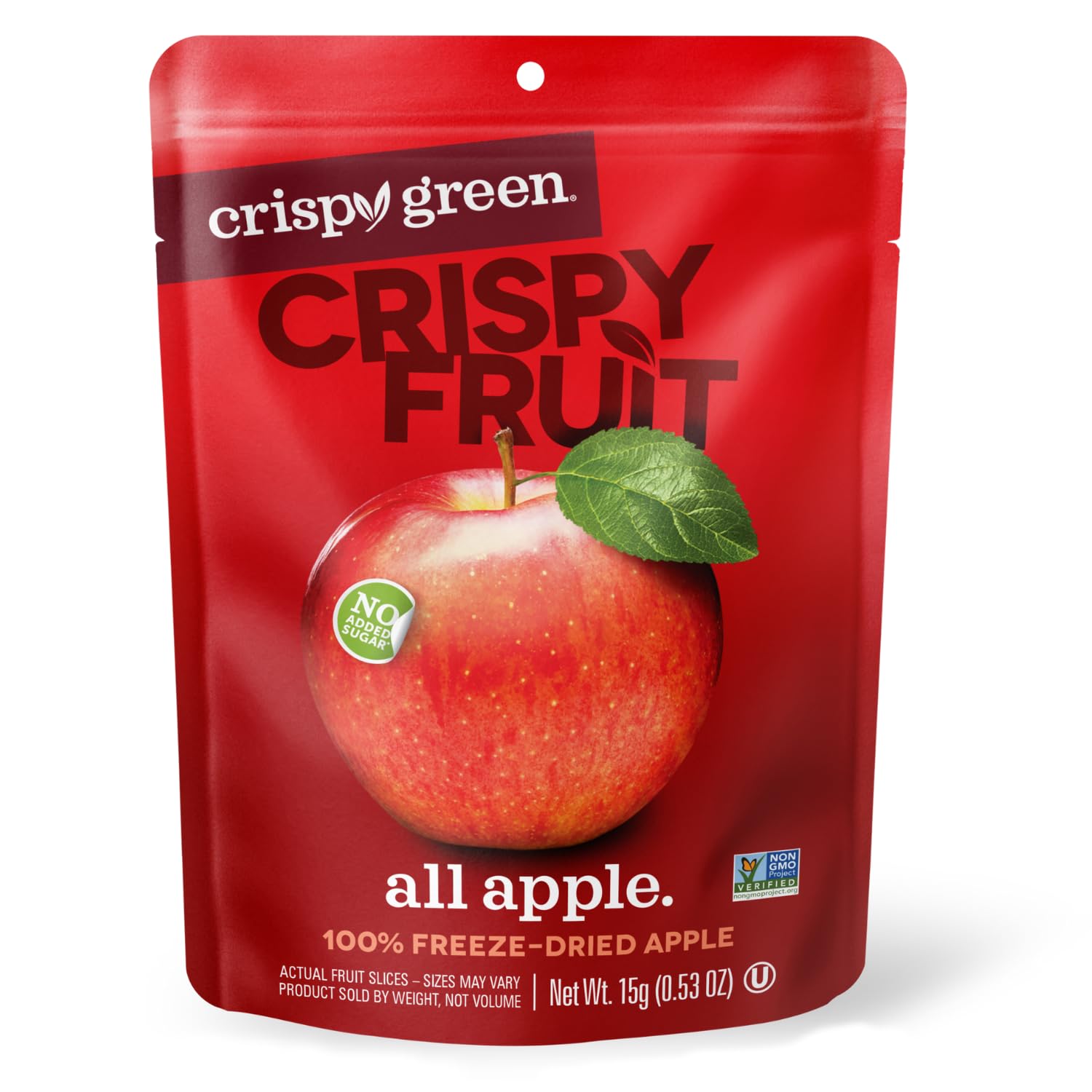 Crispy Green Natural Freeze-Dried Fruit, Apple Single-Serve, No Sugar Added, 0.53 Ounce (Pack of 12)