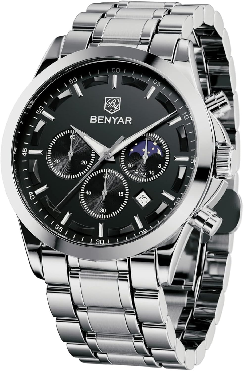 BENYAR Mens Watches Analog Quartz Chronograph Waterproof Wrist Watches for Men Fashion Business Work Casual Sport Designer Dress Watch with Calendar Elegant Gifts for Men