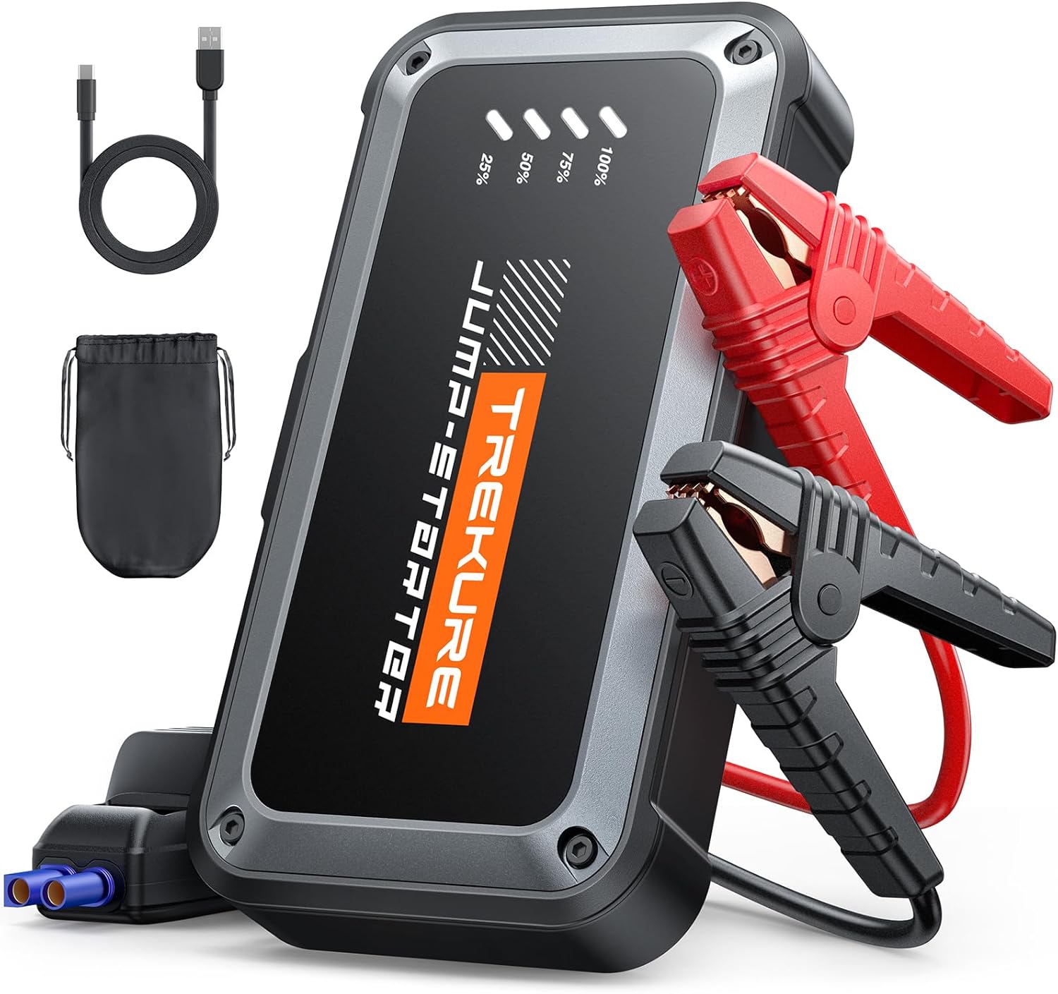 TREKURE 3500A Jump Starter Power Pack, 12V Car Battery Booster Jump Starter (up to 9.0L Gas or 8.5L Diesel Engine), Car Starter Power Bank with LED Flashlight, Jump Pack with Jump Leads