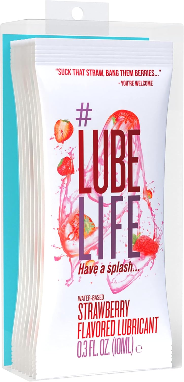 LubeLife Flavors Pack, Water-Based Flavored Personal Lubricants 8 x 0.3 Oz - Strawberry, Watermelon, Birthday Cake and Pina Colada lube for Men, Women and Couples, Made Without Added Sugars