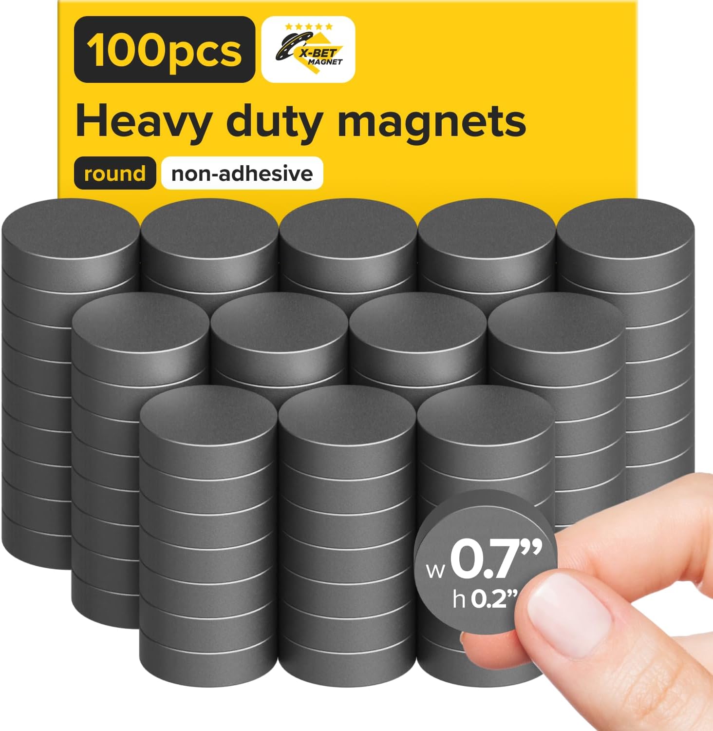 X-Bet Strong Magnets Heavy Duty - Round Magnets for Crafts, Magnets for Whiteboard, Fridge Magnets - Small Strong Magnet Perfectly Works as Refrigerator Magnets, Heavy Duty Magnets for Fridge, 100pcs