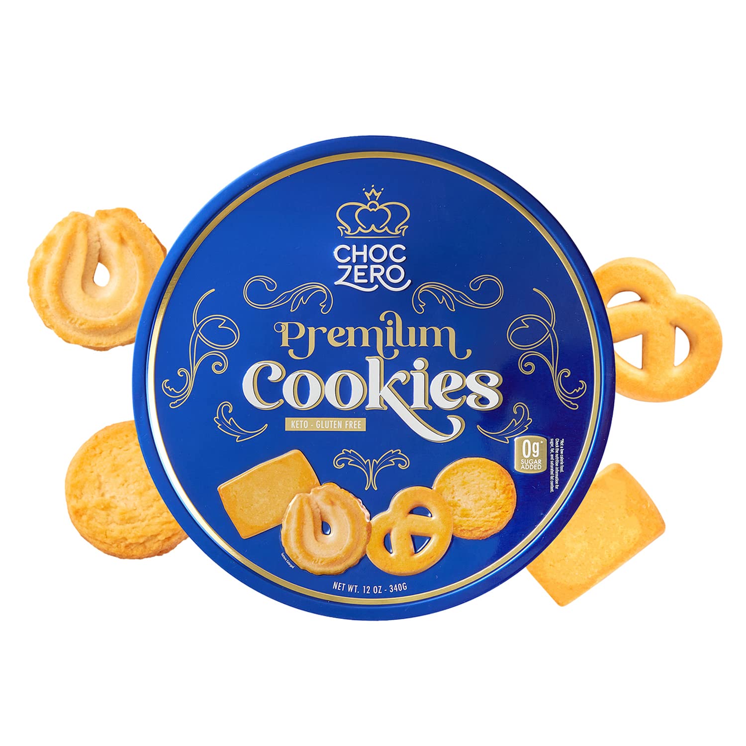 ChocZero Keto Butter Cookies - Sugar Free Danish Shortbread Gift - Gluten Free, Low Carb, 12 Ounce (Pack of 1)