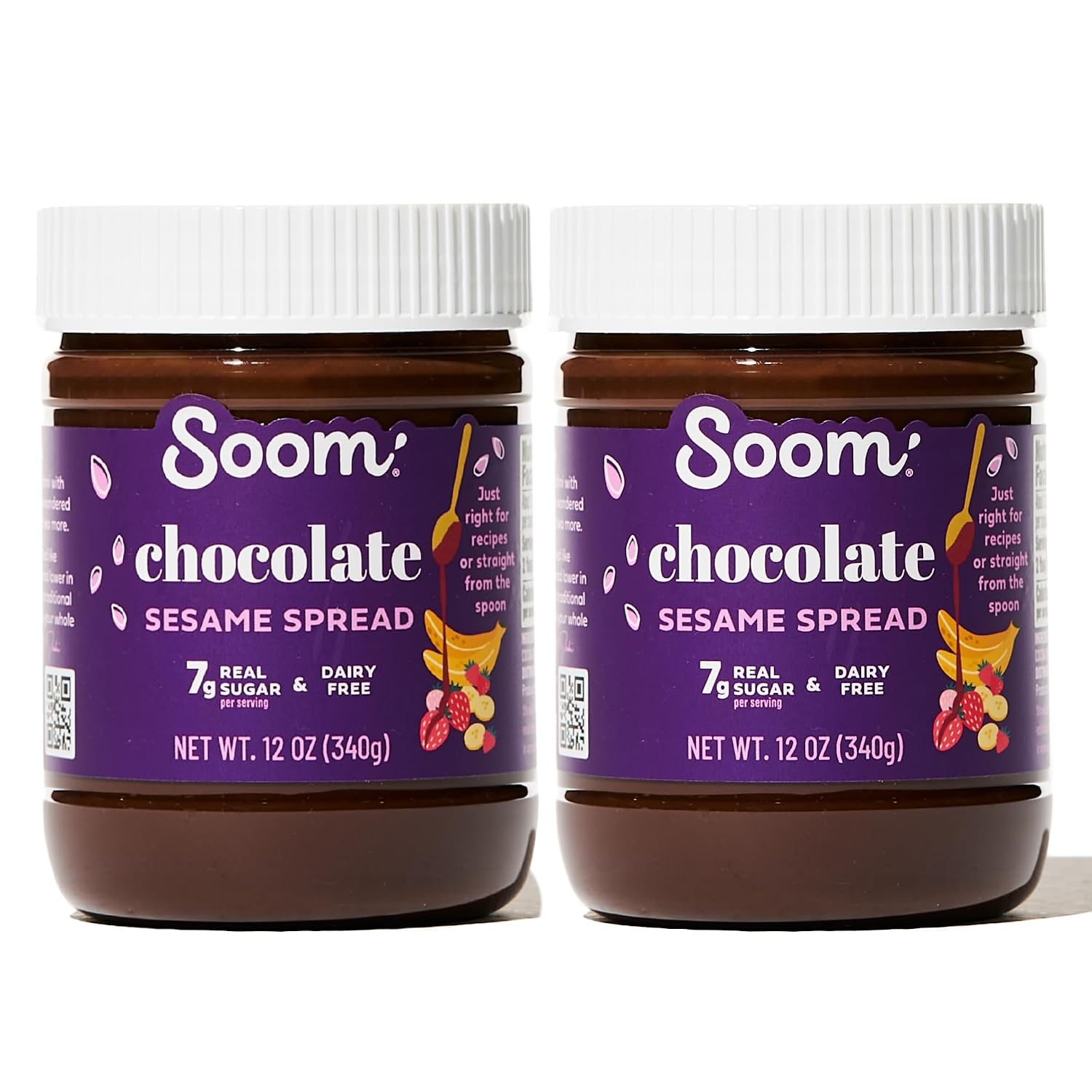 Soom Chocolate Sesame Tahini Spread, 5g Protein, 12oz, 2 Pack