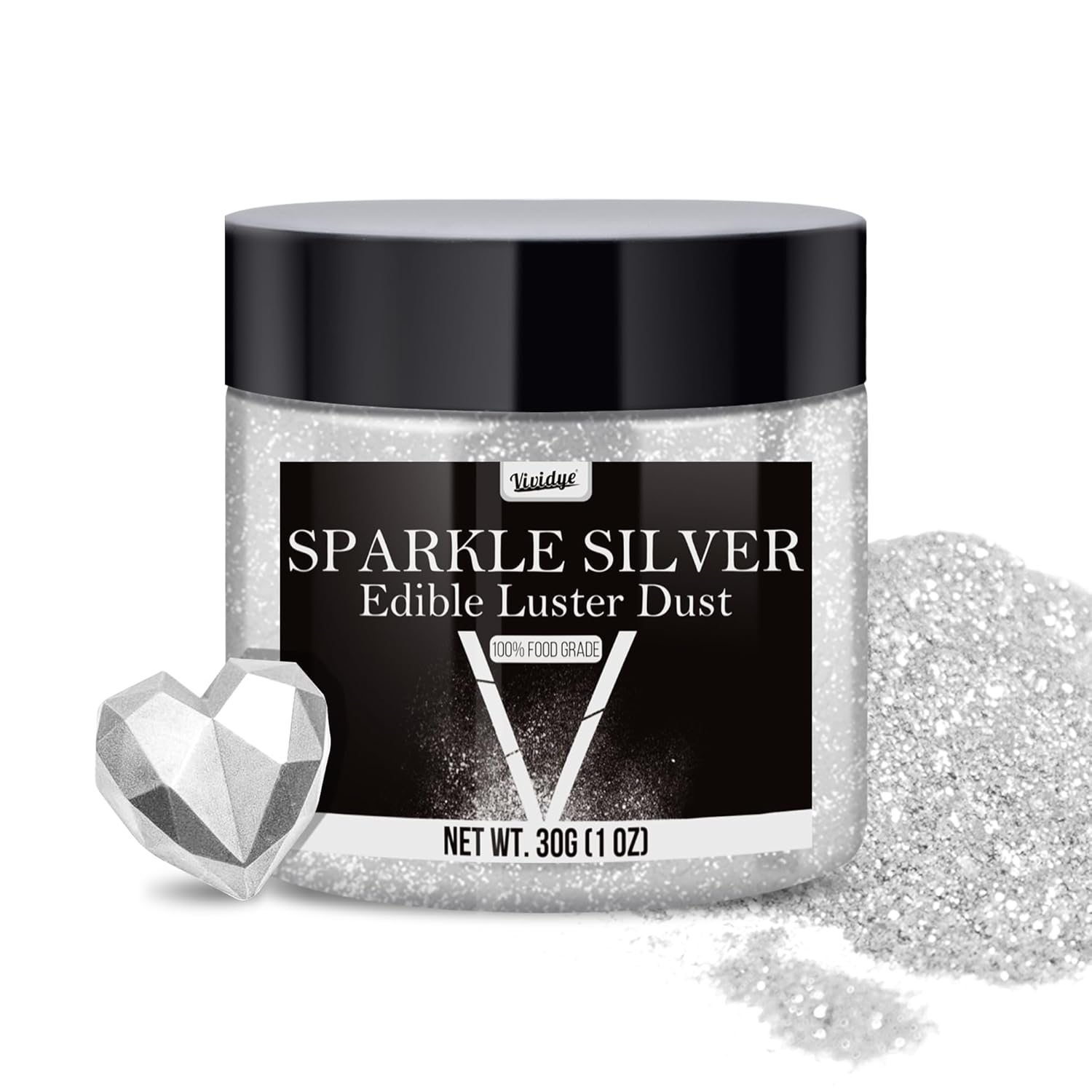 Edible Glitter - 30g / 1oz Luster Dust Edible Glimmer Powder for Sparkling Drinks, Foods, Wine, Cake - Food Grade Shimmer Dust Powder for Baking, Beverage, Cookies Decoration