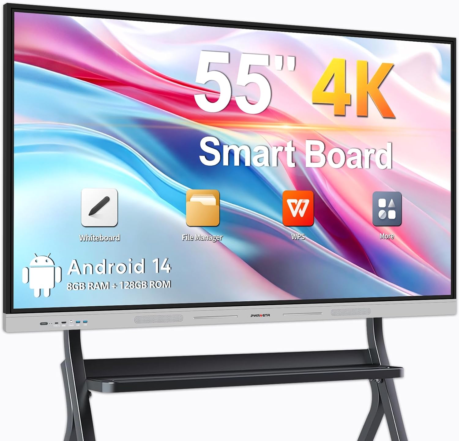 55" Smart Board 4K UHD Interactive Whiteboard for Classroom Home Office, Google EDLA Certified Digital Whiteboard, Android 14 All-in-One Touchscreen Smartboard, Wall Mount Included