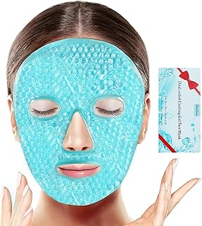 BeeVines Ice Face Mask, Cooling Gel Pack for Puffy Eyes, Cold & Hot Reusable Compress, Frozen Eye Packs Masks for Women for Dark Circles, Puffiness & Allergies (One Pack Blue)