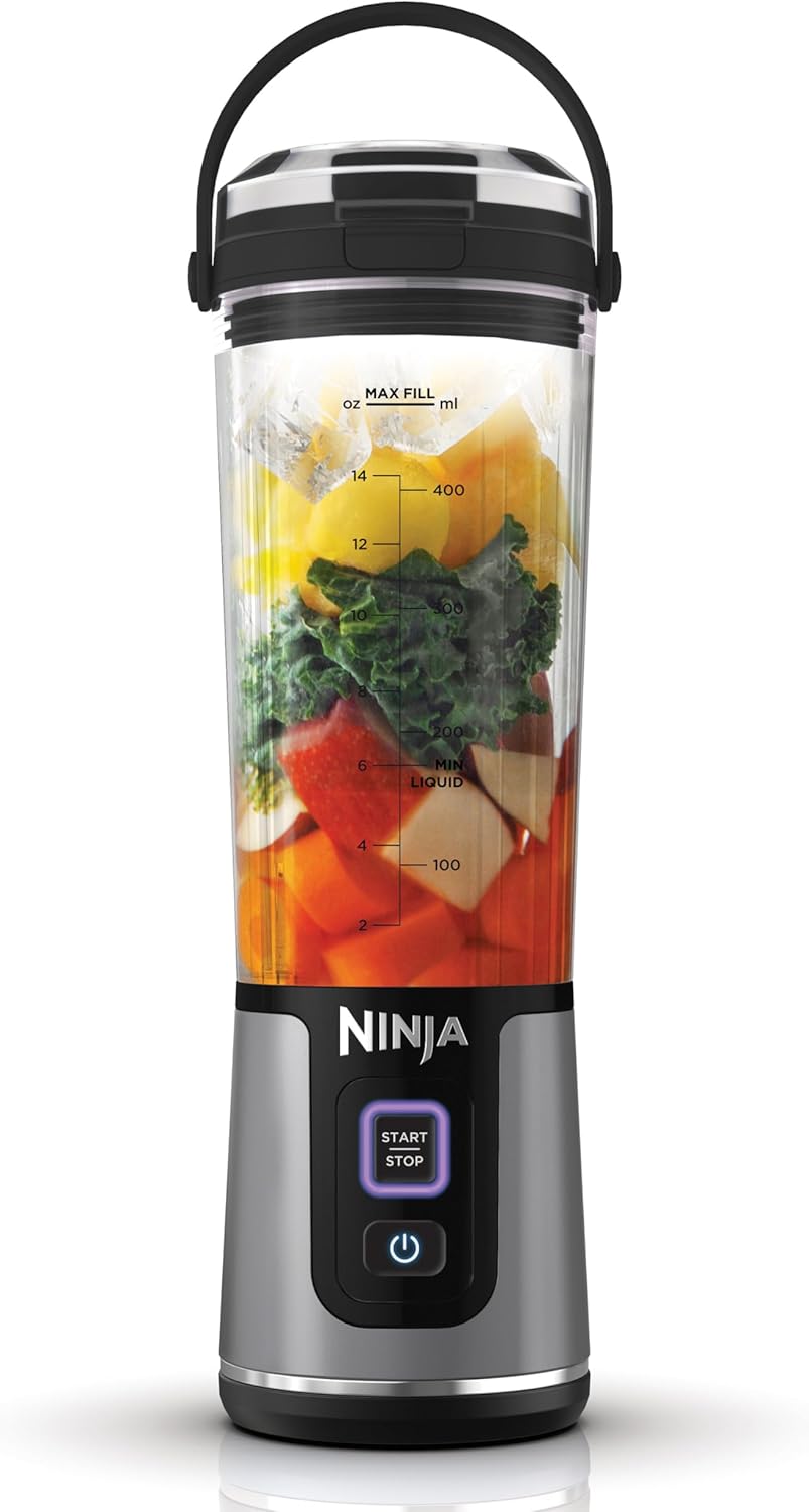 Ninja Blast Portable Blender, 530ml, Leakproof Lid & Sip Spout, Powerful Cordless Mini Blender, Rechargeable, Portable Smoothies, Protein Shakes, Blends Ice & Frozen Fruit, Black, BC151UKBK