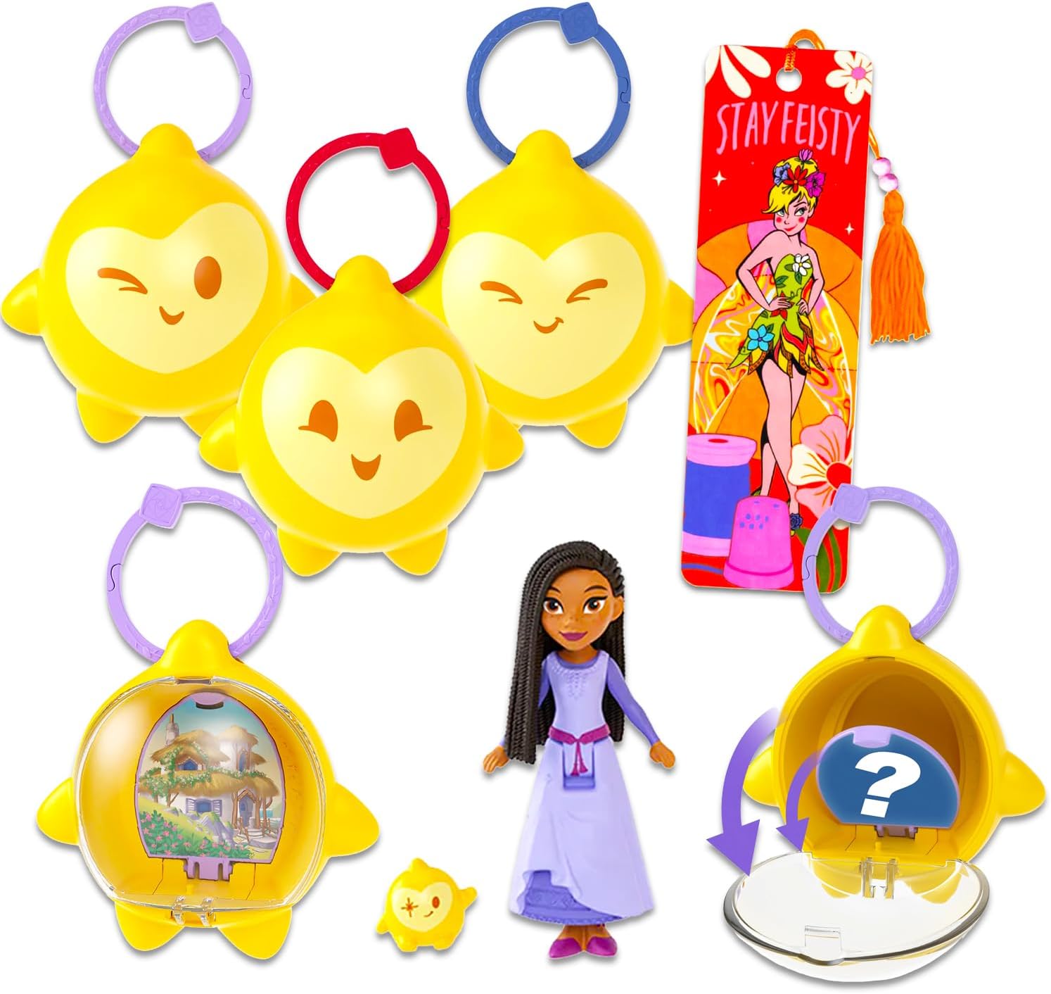 Disney Wish Blind Bag Party Favors - Bundle with 3 Disney Wish Mini Figures Keychains with Mystery Toys Plus Bookmark | Disney Wish Mini Figurines for Kids, Boys, Girls, Multicolor, Disney Wish Blind