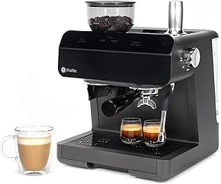 Profile GE Semi Automatic Espresso Machine + Steam Frother | Italian-Made 15 Bar Pump for Balanced Extraction | 15 Adjustable Grind Size Levels | WiFi Connected for Drink Customization | Black