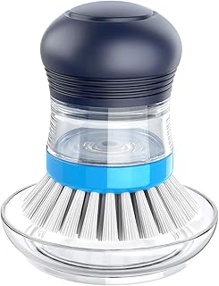 MR.SIGA Soap Dispensing Palm Brush Storage Set, Kitchen Brush with Holder for Pot Pan Sink Cleaning, 1 Set