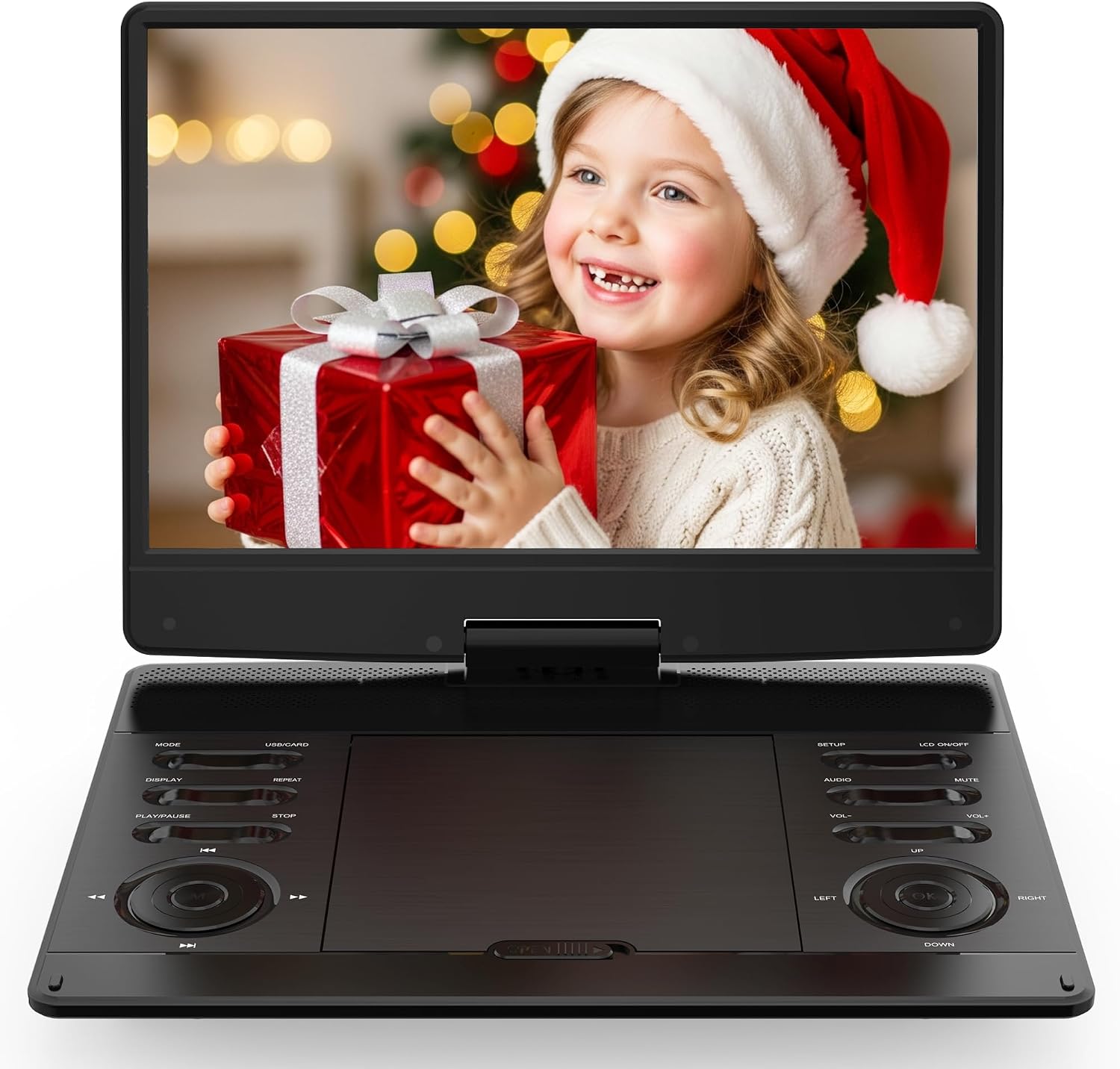 14.9" Portable DVD Player with with 13.3" Wide View HD Swivel Screen, 5-Hour Rechargeable Battery, Children's car DVD Player,Supports HDMI in/CD/DVD/SD Card/USB, Region Free,LED Display (13.3")