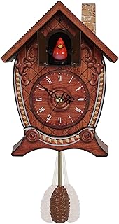 Mark Feldstein & Associates Traditional Chalet Style Singing Cardinal Tabletop Wall Sound Cuckoo Clock