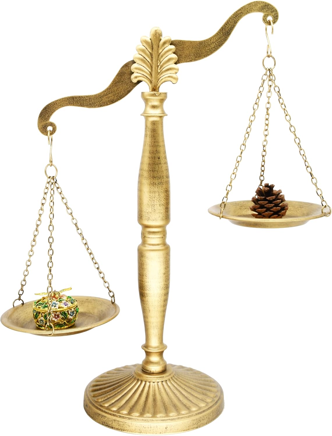 Vintage Style Metal Libra Jewelry Towers, Lawyer Scale of Justice, Farmhouse Candleholder, Home Decor Antique Weight Balancing Scale - Golden, 11.1" W x 16.5" H