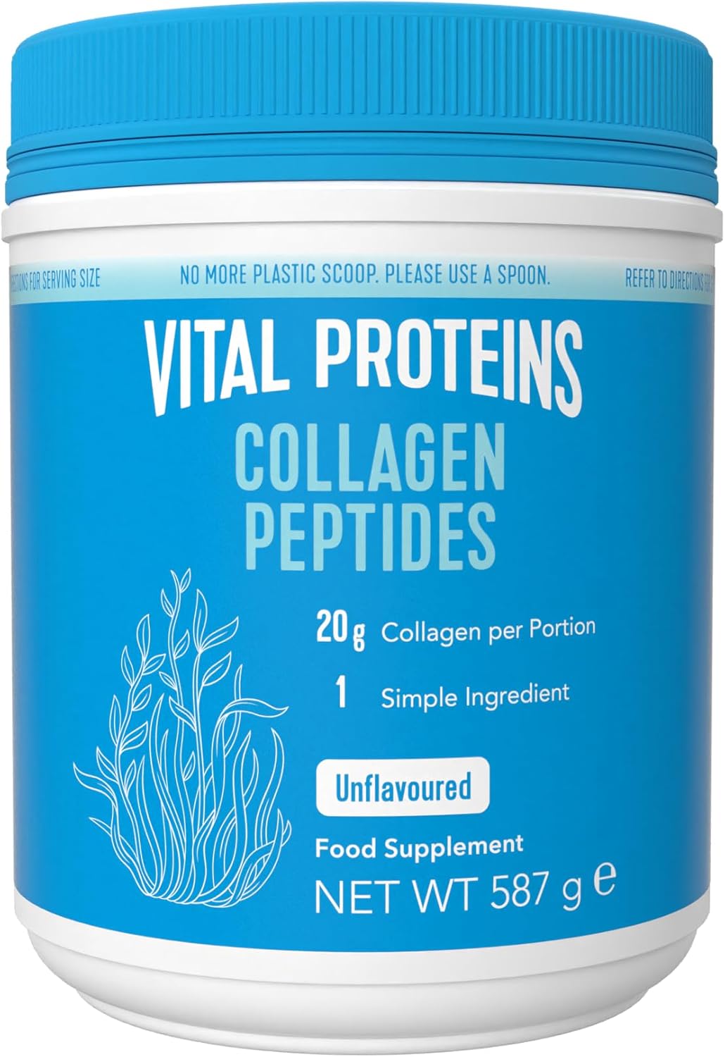 Vital Proteins Collagen Peptides Powder Supplement (Type I, III), Unflavoured Hydrolzed Collagen-Hair, Skin, Nail Support Supplement, Paleo, Gluten Free, Non-GMO, 20g per Serving 587g Canister, 1Pack