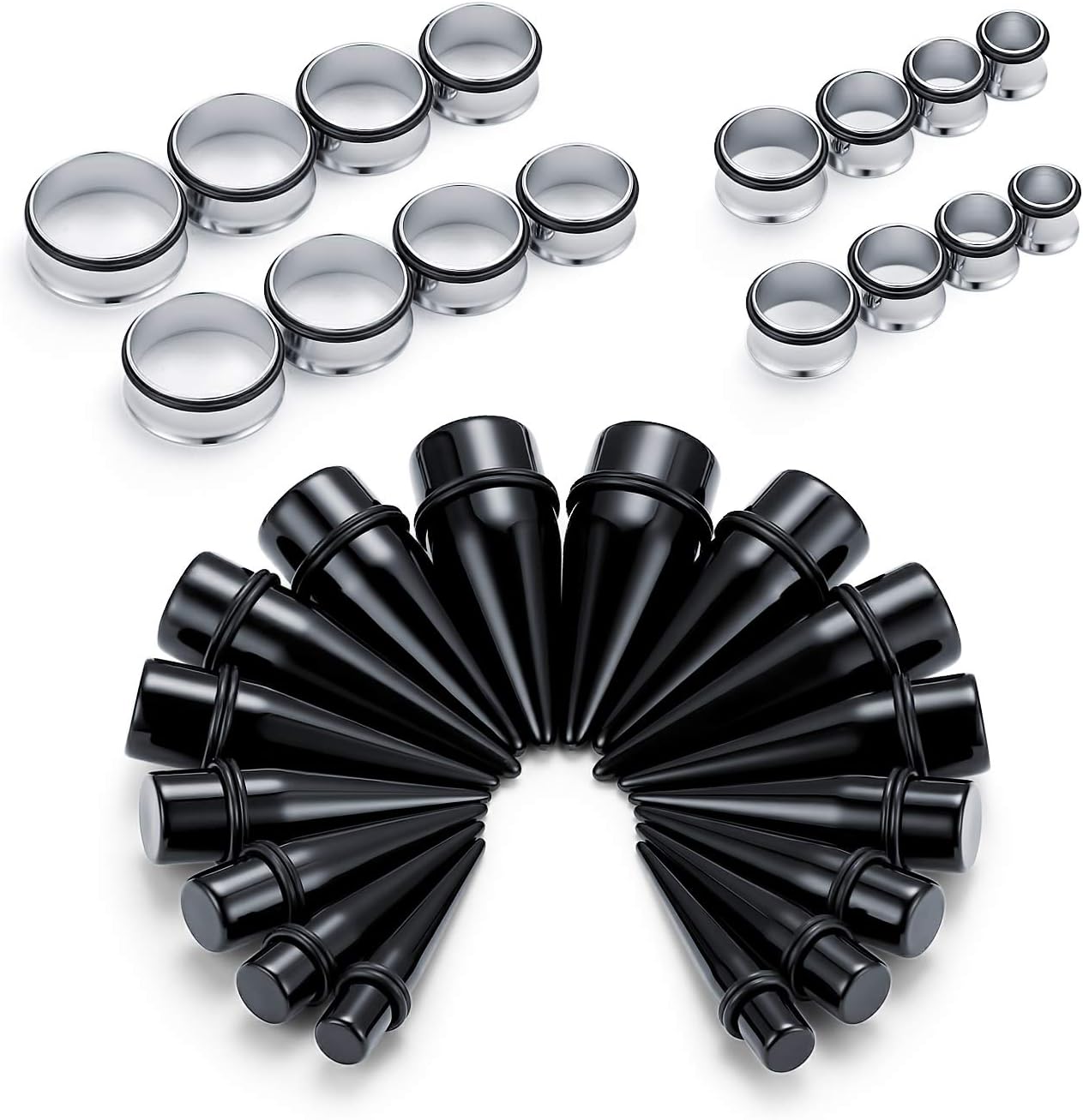 Funseedrr 32pcs Ear Stretchers Kit Acrylic Tapers Surgical Steel Plugs Tunnel Big Gauges Set Piercing Jewellery 10mm-24mm